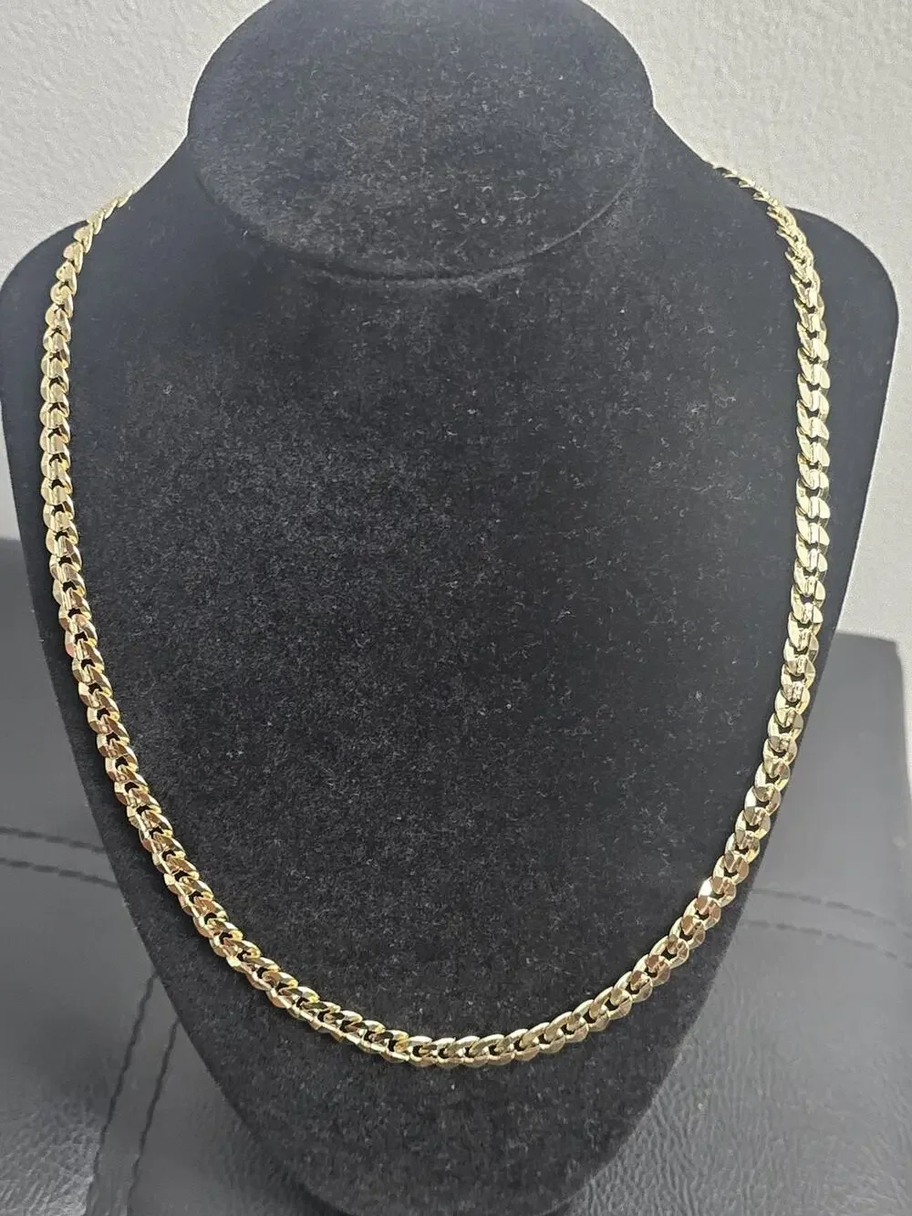 36in.14K Gold-Plated brass-7mm diamond cut Cuban Link Chain Necklace